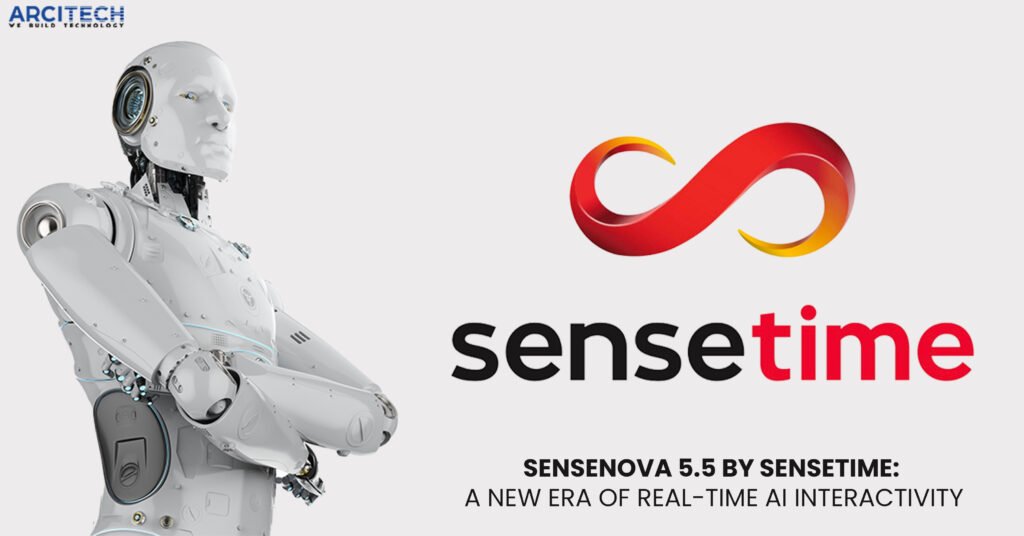 SenseNova 5.5 by SenseTime: A New Era of Real-Time AI Interactivity - Featuring a futuristic robot and the SenseTime logo."